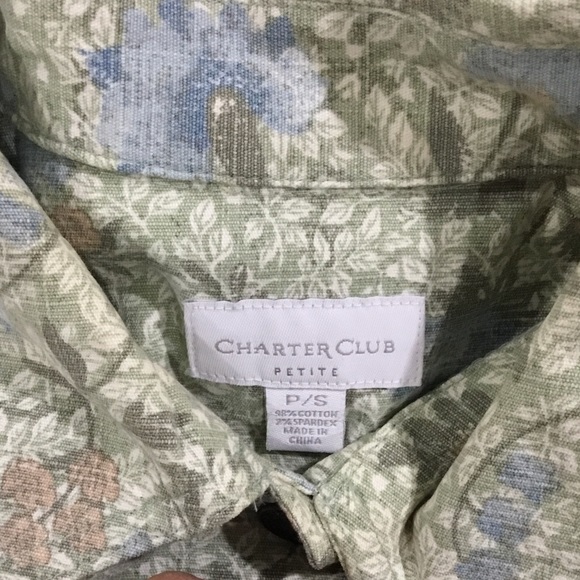 Women’s Blue green spring floral button down jean jacket size small peti… - Picture 4 of 5